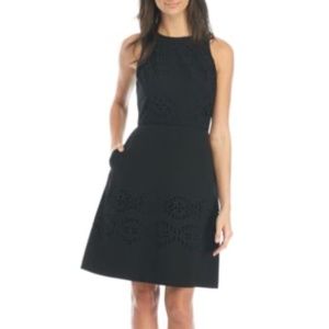Tahari Sleeveless Laser Cut Crepe A-Line Dres